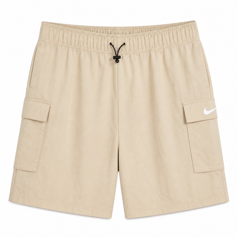 Nike Cargo‎ Shorts Tan Elastic Waist Drawstring Utility Shorts XL Nylon
